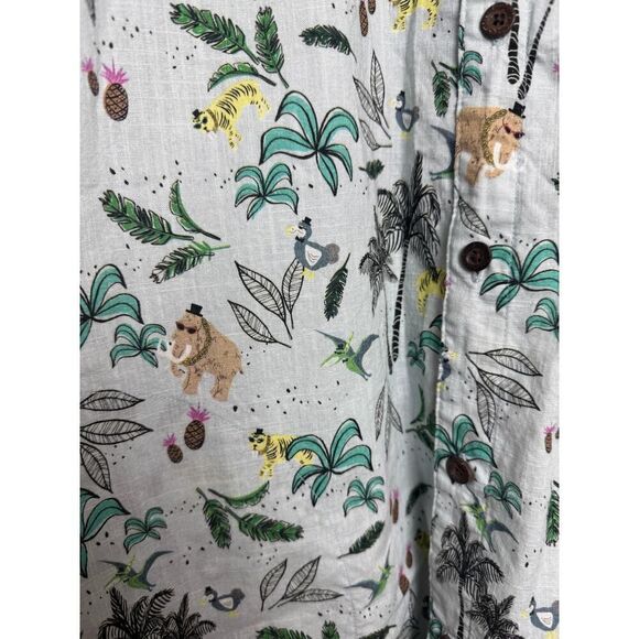 Baja Llama Short Sleeve Slub Cotton Button Down Shirt Sz. L - Picture 4 of 9